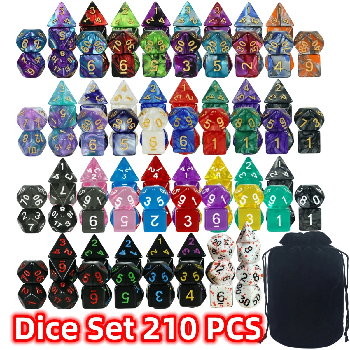 Dice Games Polyhedral Dice Set High Quality Mixed Dice Set Multiple Sytles With Velvet Bag For DND Game RPG Board Game 250403