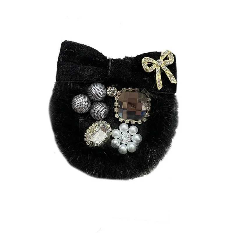 Luxury Korean Mink Hair Bow Brooch Pearl Crystal Badge British Style Suit Sweater Clothing Collar Pins for Women Fashion Jewelry Gifts Y251111