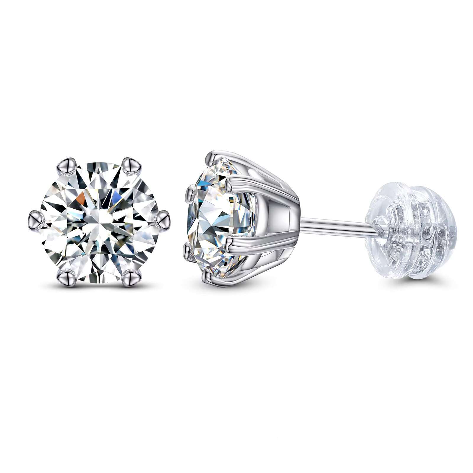 Pass Diamond Tester Six Claw Moissanite Stud 925 Sterling Silver Fine Jewelry Earrings Valentines Day Gift Earrings Women
