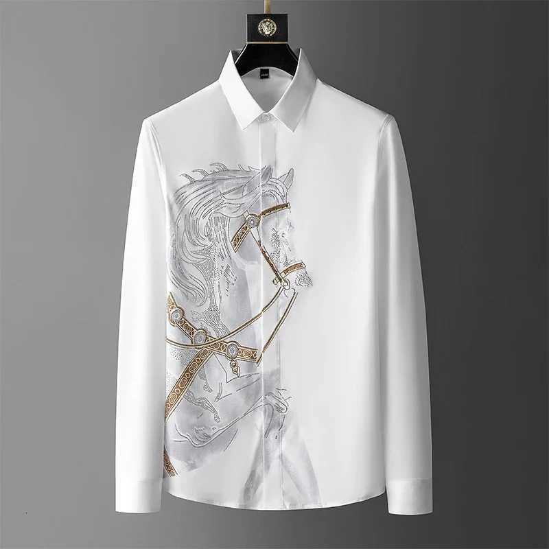 Brand Luxury Mens Shirt 2025 Summer Long Sleeve Slim Casual Shirts Business Social Formal Dress Shirts Streetwear Camicia Uomo K251110