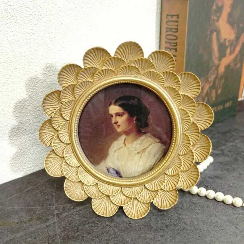 European Retro Style Round Flower Shape Creative Luxury Picture Frame Photo Display Holder for Bedroom Home Decor L251110 H260306