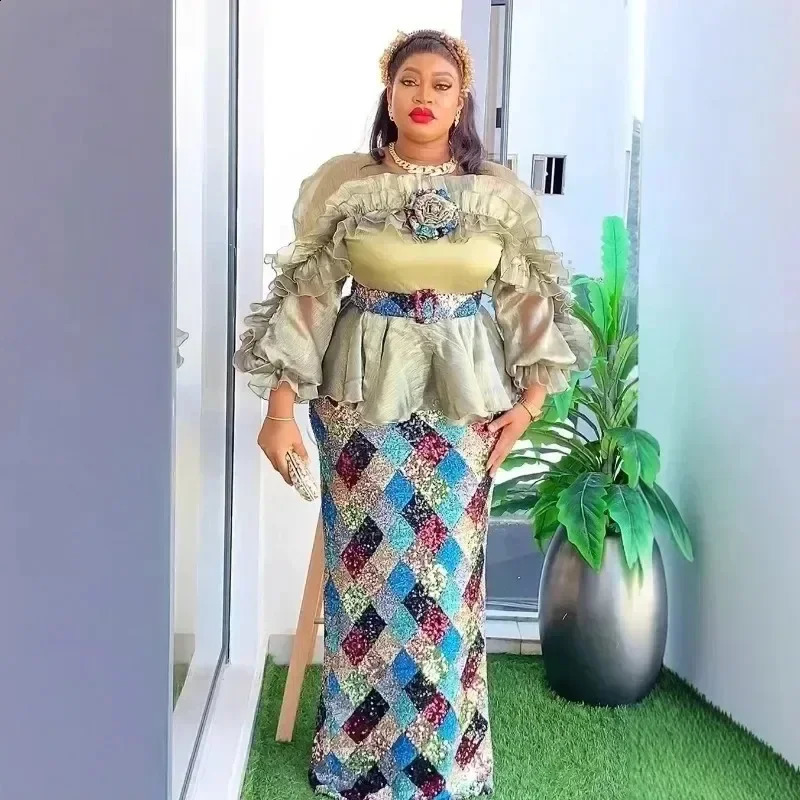 Elegant African womens clothing plus size Christmas wedding party long skirt Dashiki Ankara robe 250411