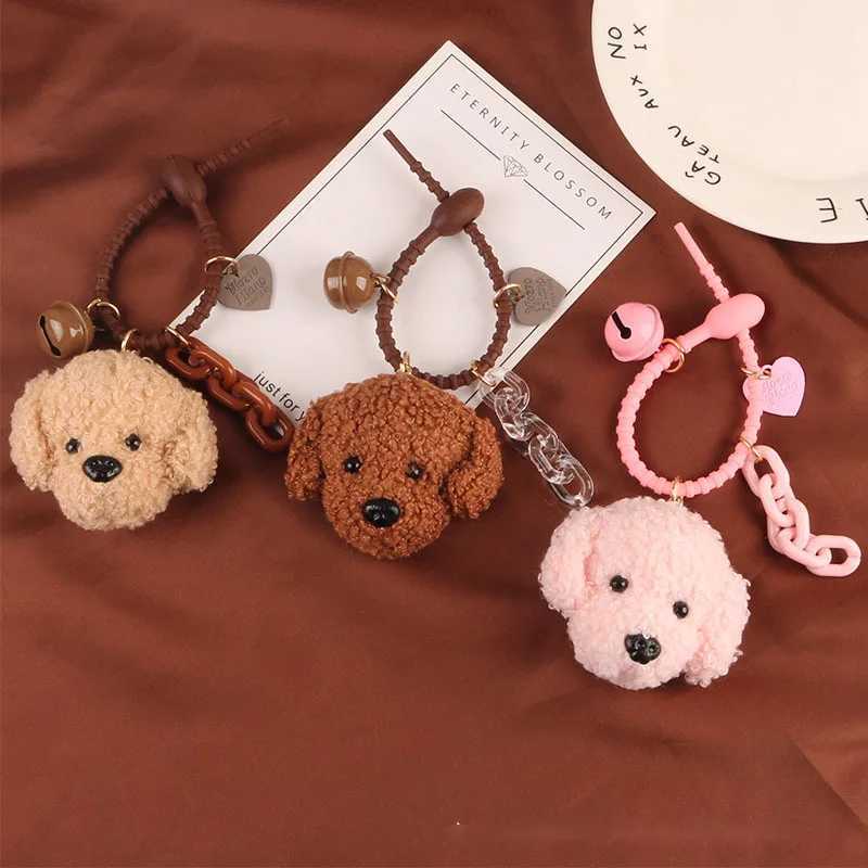 Poodle Doll Bell Love Accessories Cute Teddy Dog Soft Rubber Keychain Pendant W250411