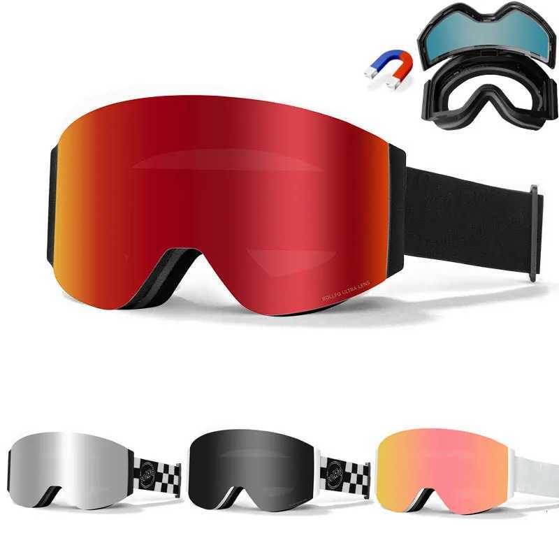 UV400 Magnetic Flip Cover Ski Goggles with Double Layer Lens Skiing Anti-fog Snowboard Goggles for Men Women Ski Glasses Eyewear K251110