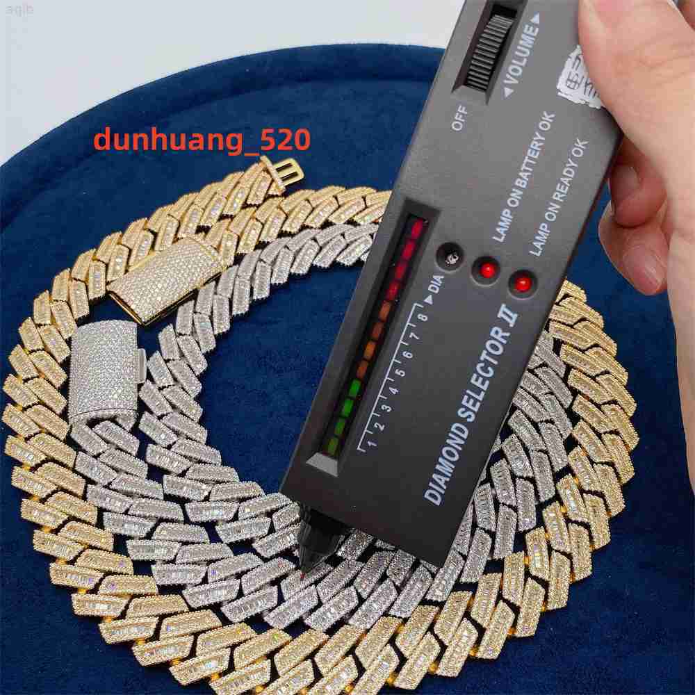 Selling Hip Hop Maimi Heavy 18mm Baguette Moissanite Diamond Jewelry Male Men Cuban Link Chain Custom Name Cuban Necklace