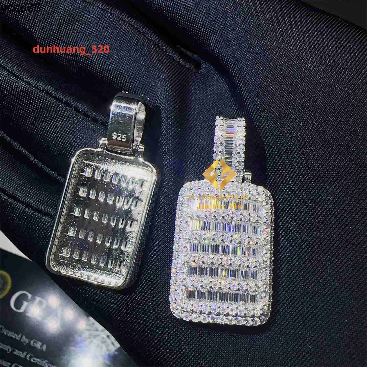 New Arrivals Pass Diamond Tester Iced Out Luxury Man Jewelry 925 Solid Silver d Baguette Moissanite Diamond Dog Tag Pendant