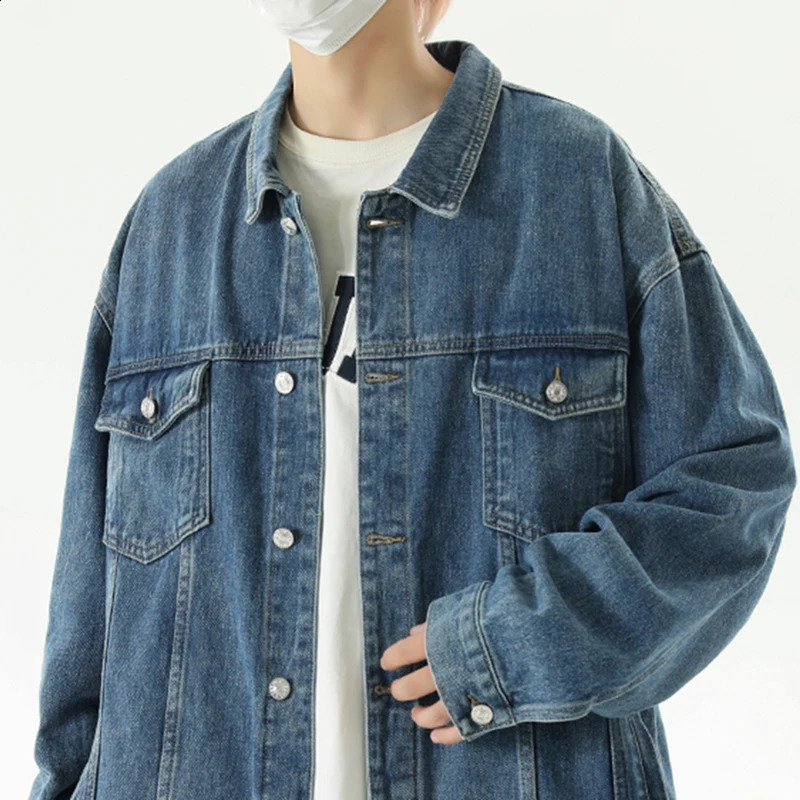 fashion washed denim jacket mens loose autumn winter arrival street retro 250401