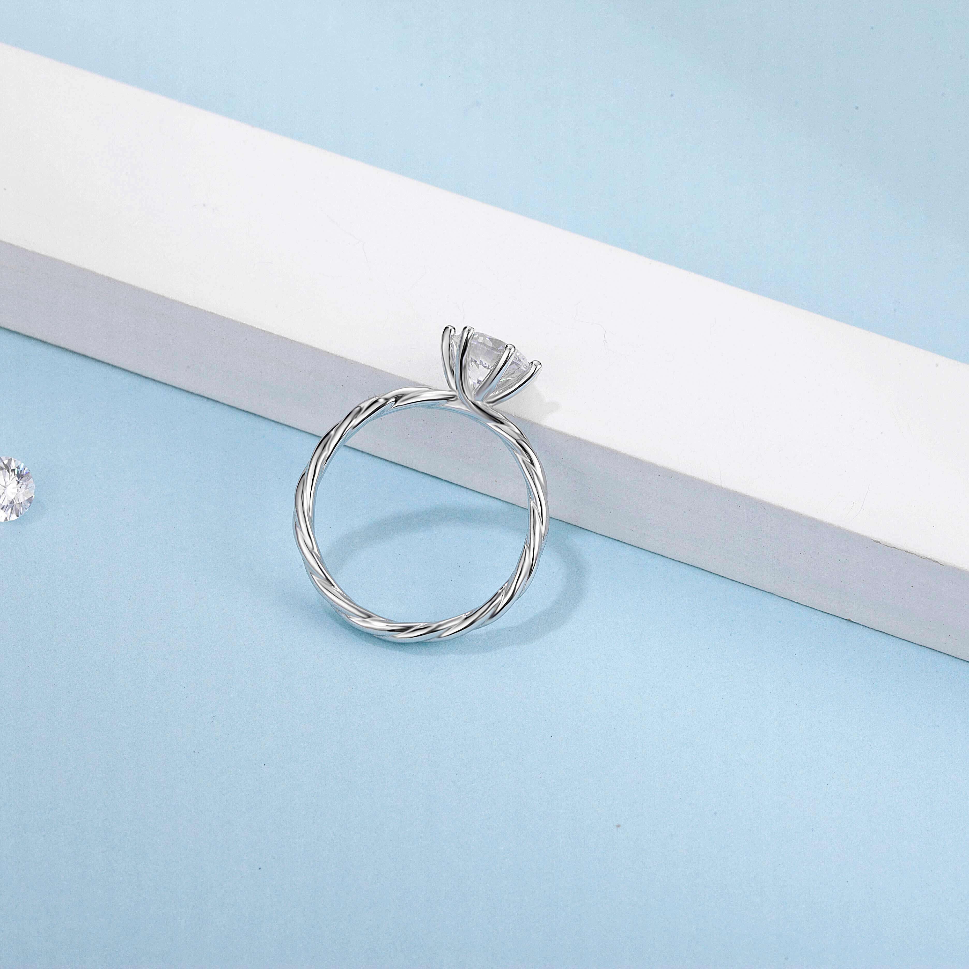 Abiding Six Prong Round 1Ct Mosanite Diamond Ring Women Marriage Ring Real 18k White Gold Yellow Gold Engagement Ring
