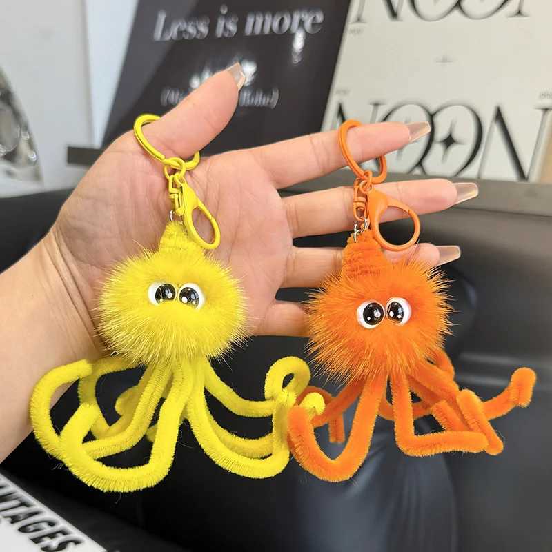 Cute mink octopus plush toy keychain stuffed animal doll Kawai keychain womens bag car plush keychain pendant girl gift W250411