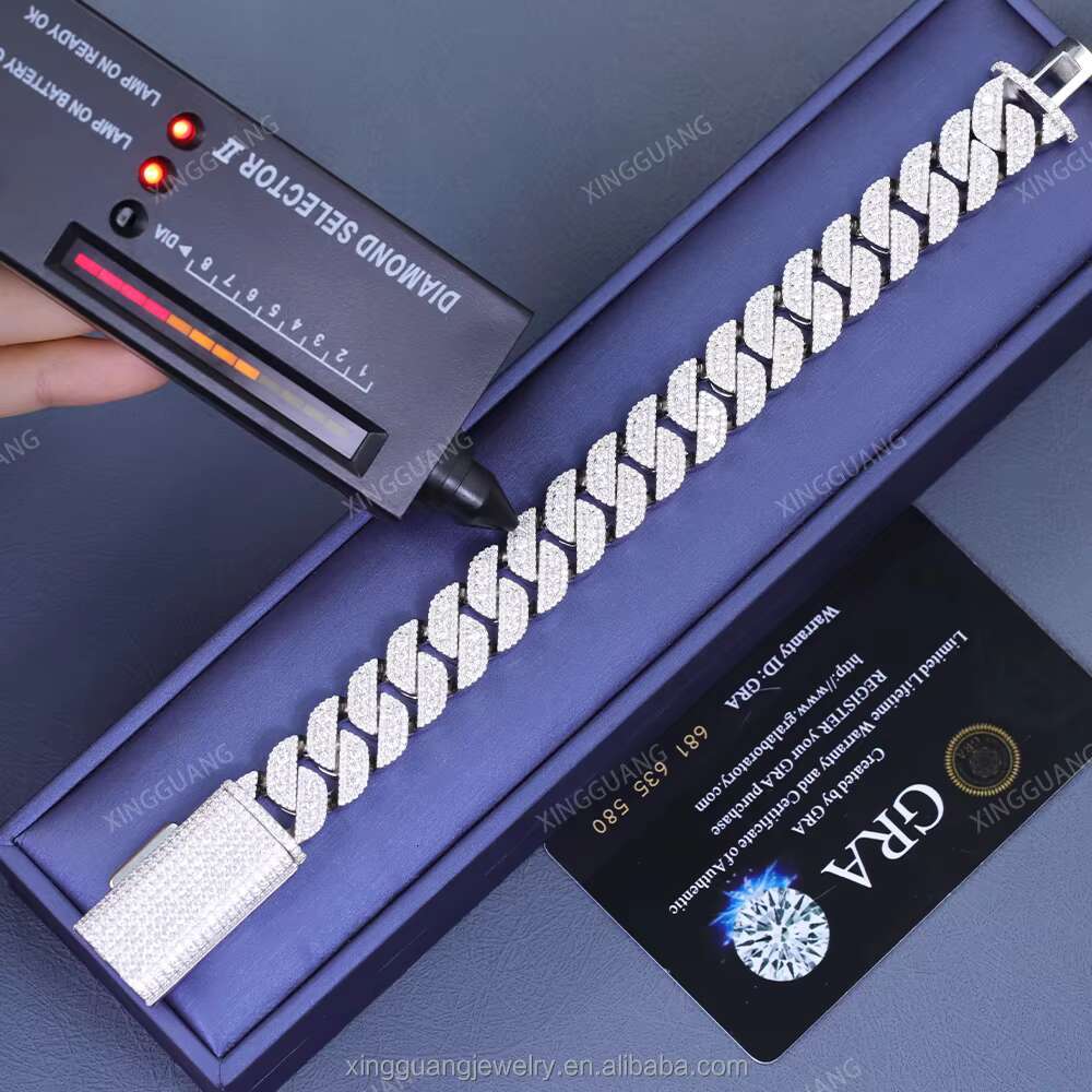 Fine Jewelry 16mm Gold Plated 925 Solid Silver Cuban Chain Hip Hop Necklace VVS Moissanite Diamond Iced Out Cuban Link Chain