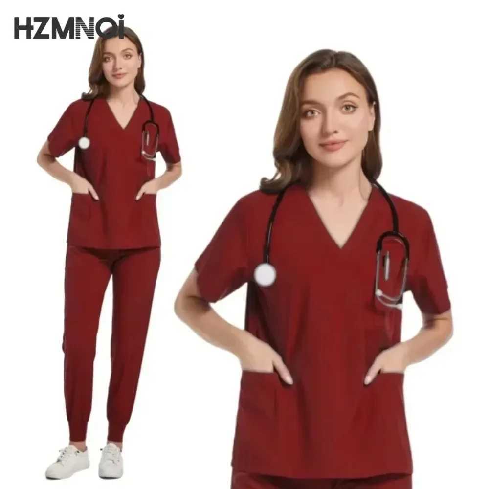 Womens Hospital Operating Room Work Uniform Elastic and Comfortable Surgical Clothing Scrubs Suit Medical Beauty Lab Uniforms X250410