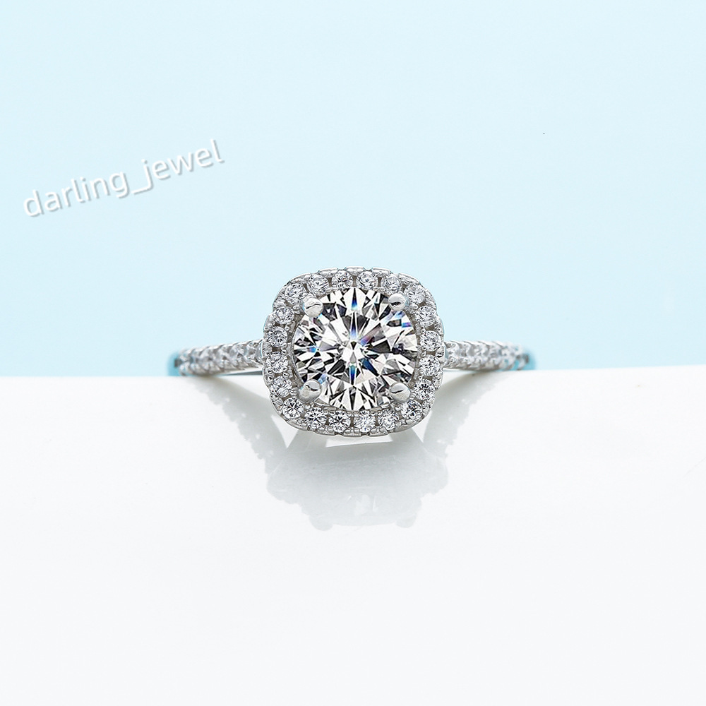 1 Karat Princess Square Moissanite Ring in 18K Live Supply Sterling Silver Platinum Plated Single Piece Dropshipping Jewelry