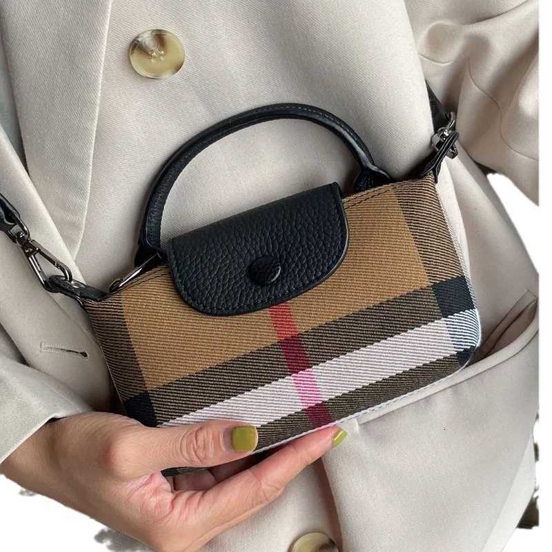 Vintage leather plaid dumpling bag business commuting style handbag large capacity storage canvas cowhide crossbody bagT251205