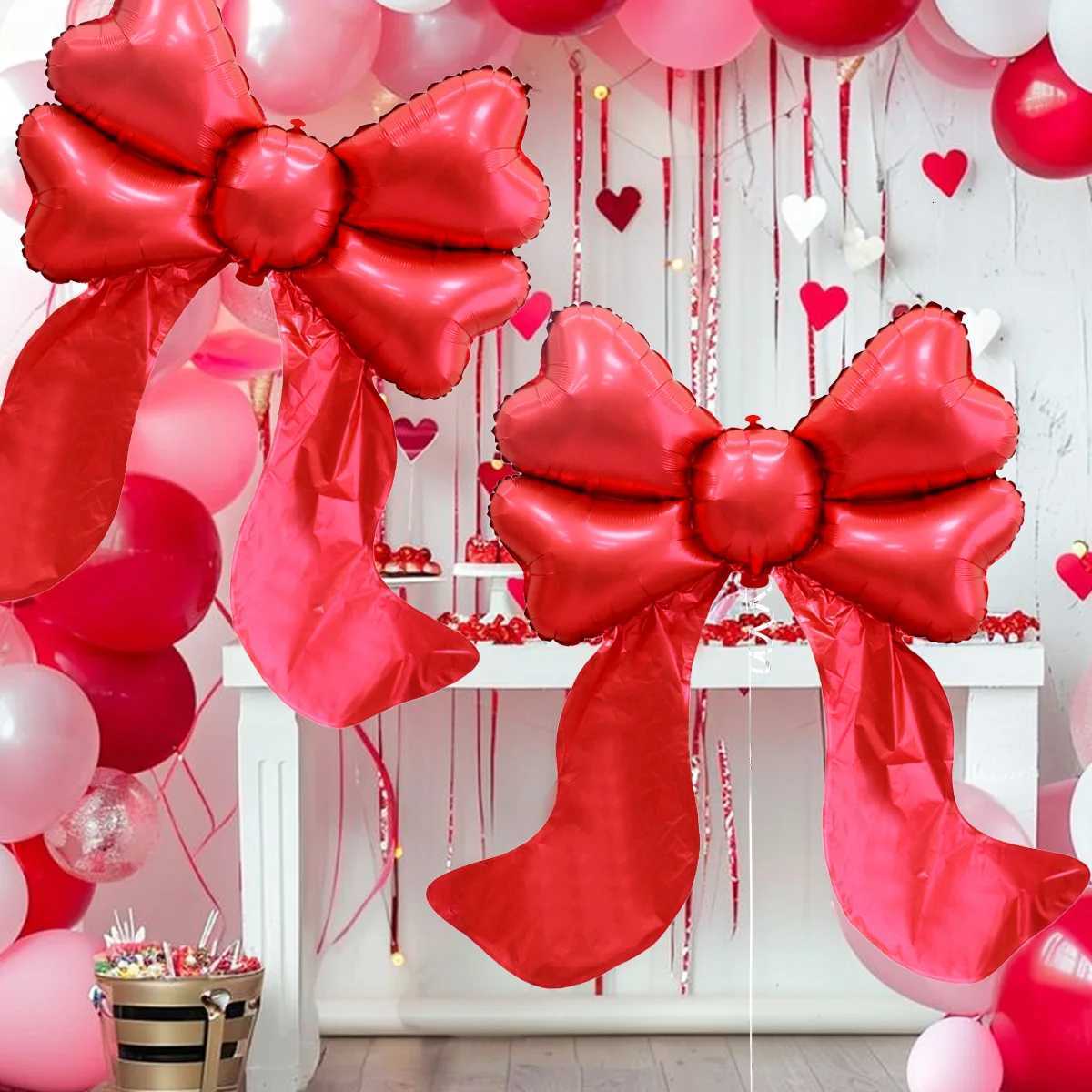 Christmas 2pcs red bow balloons for bow decoration birthday Valentines Day wedding bachelorette decoration engagement Y251111