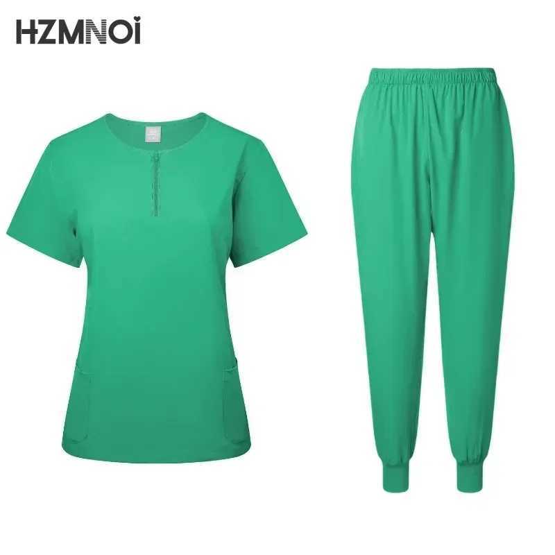 Casual and Comfortable Two-piece Set Stretch Quick-drying Medical Work Clothes Pet Hospital Short-slved Trousers Suit X250410
