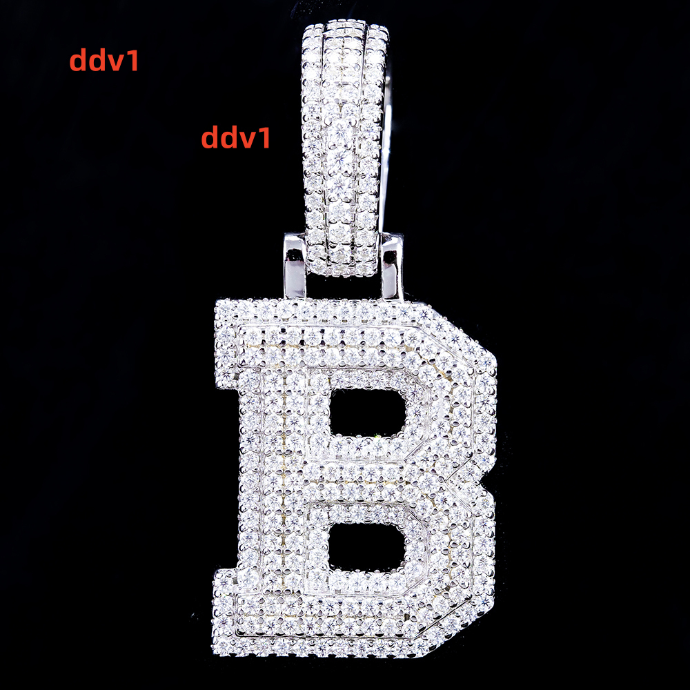 925 Silver Hip Hop Letter B Pendant with VVS Moissanite Diamond GRA Certificate Iced Out Trendy Charm Jewelry