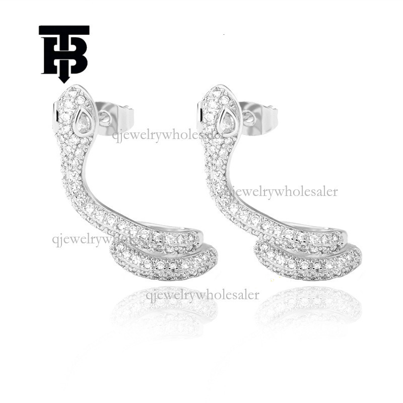 TB BHULAMTE Designer Luxury Serpentine Earrings New European Style Cartilage Clip Personalized Water Diamond Exaggerated Earrings Fashion Women's