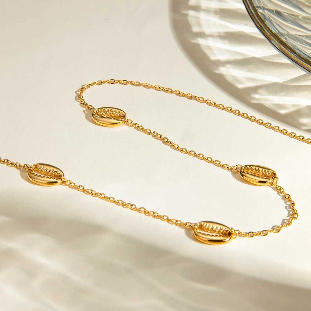Uworld Rust Proof Stainless Steel Four Shell Components Necklace for Women Girls Summer Vacation Waterproof JewelryC250411