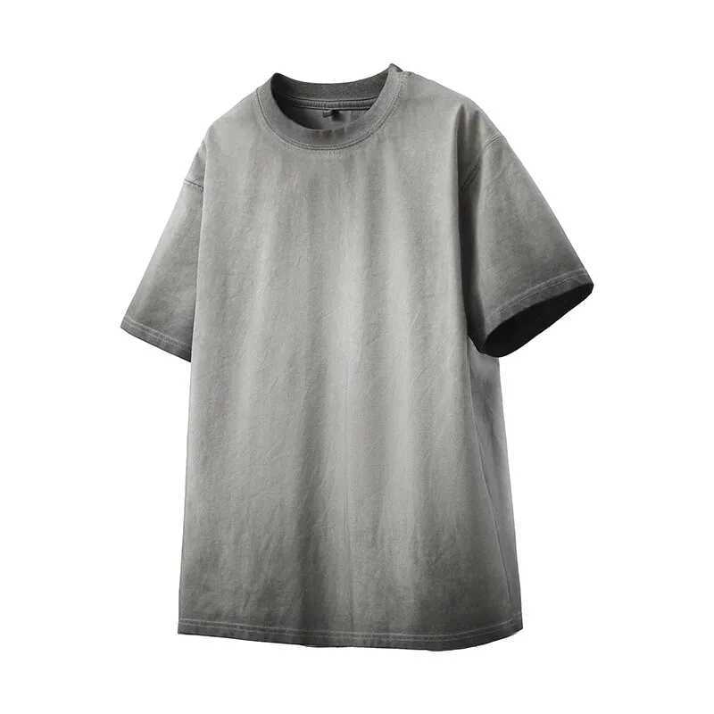 Distressed Washed T-shirt Retro Street 2025 Punk T-shirt Casual Mens Short Sleeve Hip Hop Loose T-shirt M250411
