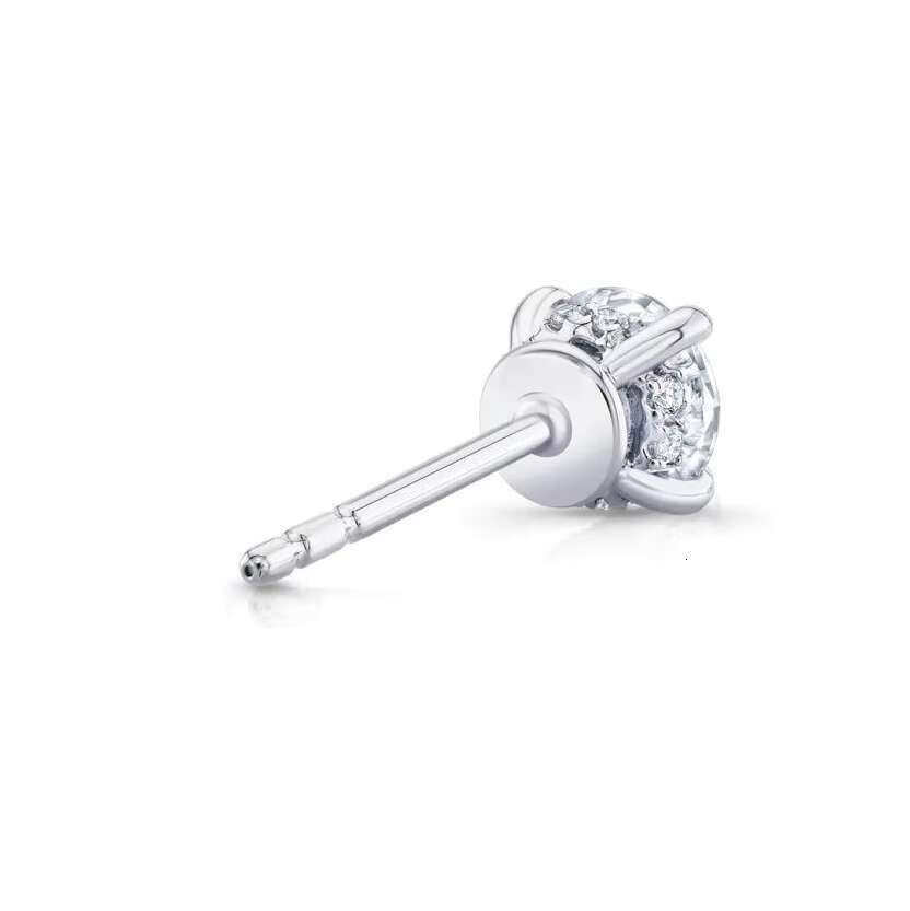 Luxury 4 Prongs Hidden Halo 14K Gold Diamond Earring Stud Fancy Lab Grown Diamond Earrings