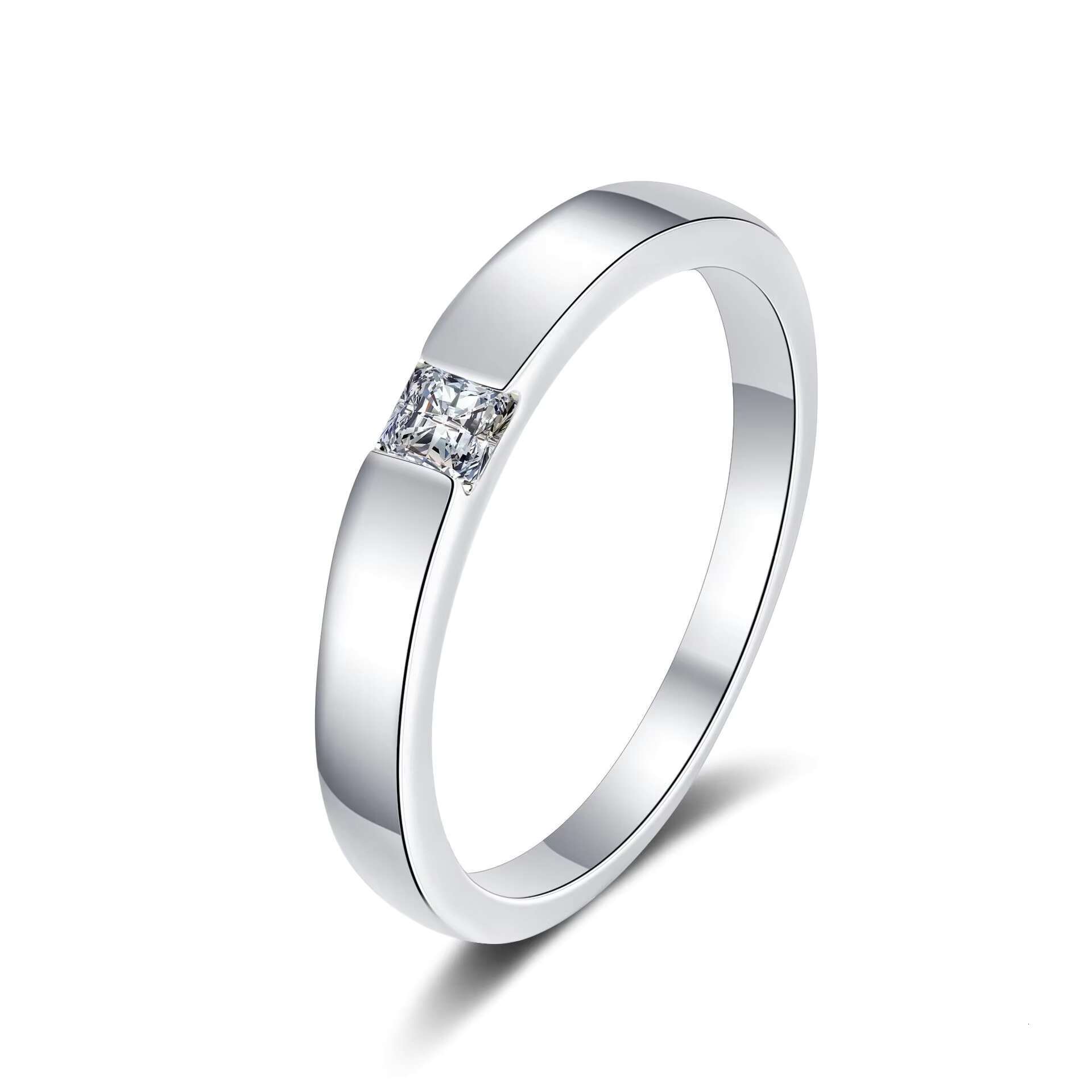 Simple and Stylish 925 Sterling Silver Square Diamond Moissanite Ring for Men and Women