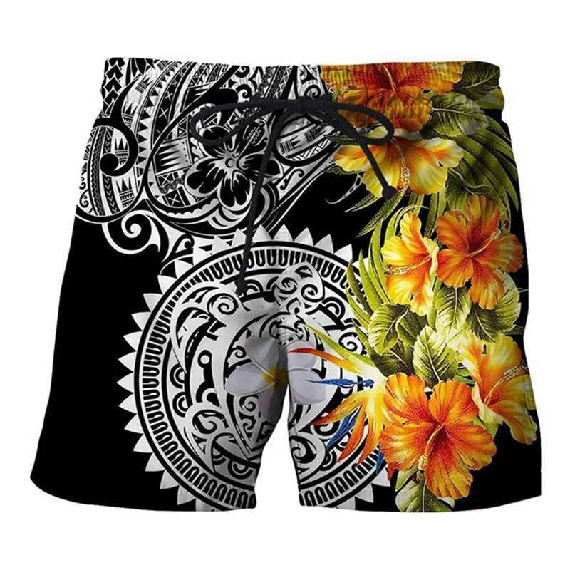 3D Printing Fun Turtle Mens Shorts Flower Leaf Plant Pattern Swimming Relay Leisure Harajuku Street Hawaii Beach ShortsW250410