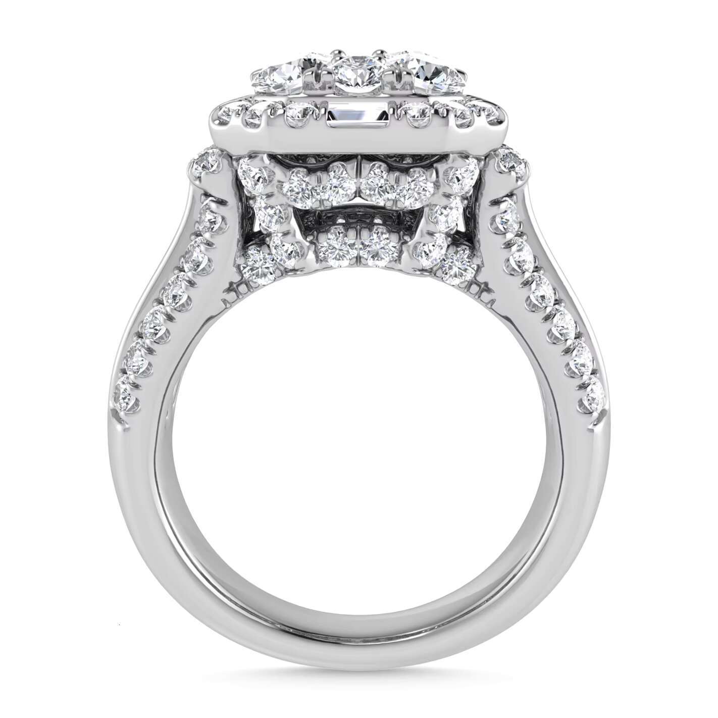 High Quality Engagement Wedding Ring for Women 925 Silver Ring 10k 14K Solid Gold Baguette VVs Moissanite Diamond Cluster Ring