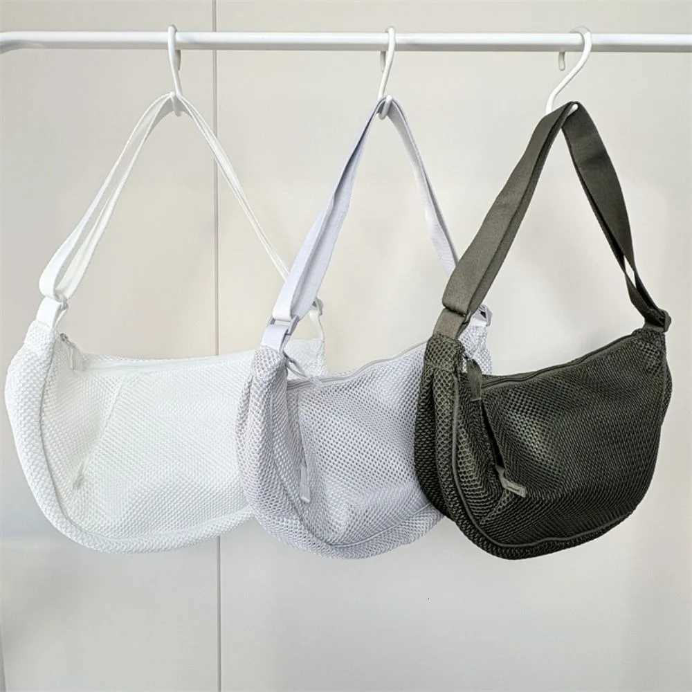 Korean Style Nylon Mesh Crossbody Bag Fashionable Handbag Dumpling Bag Lightweight Solid Color Shoulder Bag Office WorkerT251110