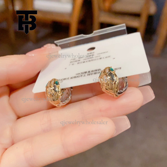TB BHULAMTE Designer Serpentine Inlaid Zircon Earrings Sweet Girl Lightweight Luxury High End Ring Earrings Fashion Simple Women's Jewelry Valent