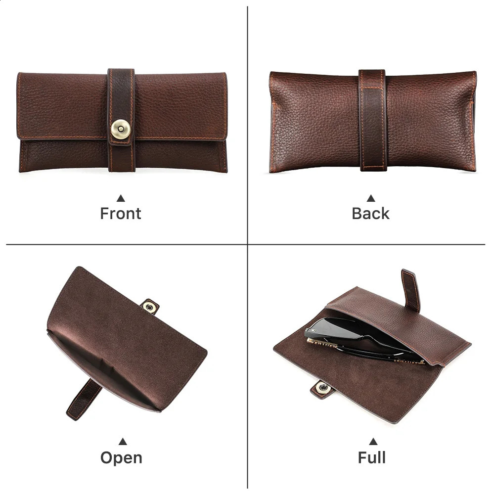 Handmade 1 piece retro leather eyeglass cover storage bag sunglasses protection box eyeglass frame for men 250409