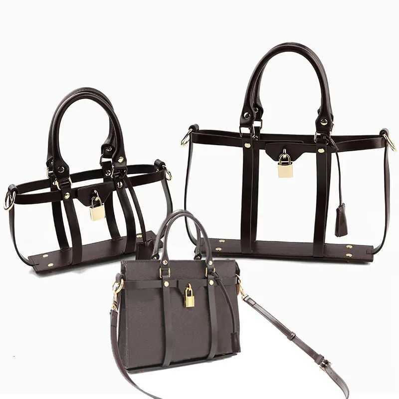Hollow Tote Messenger Bag Set Leather Encasement Conversion Crossbody Adjustable Shoulder Strap for Women Handbag AccessoriesW251105