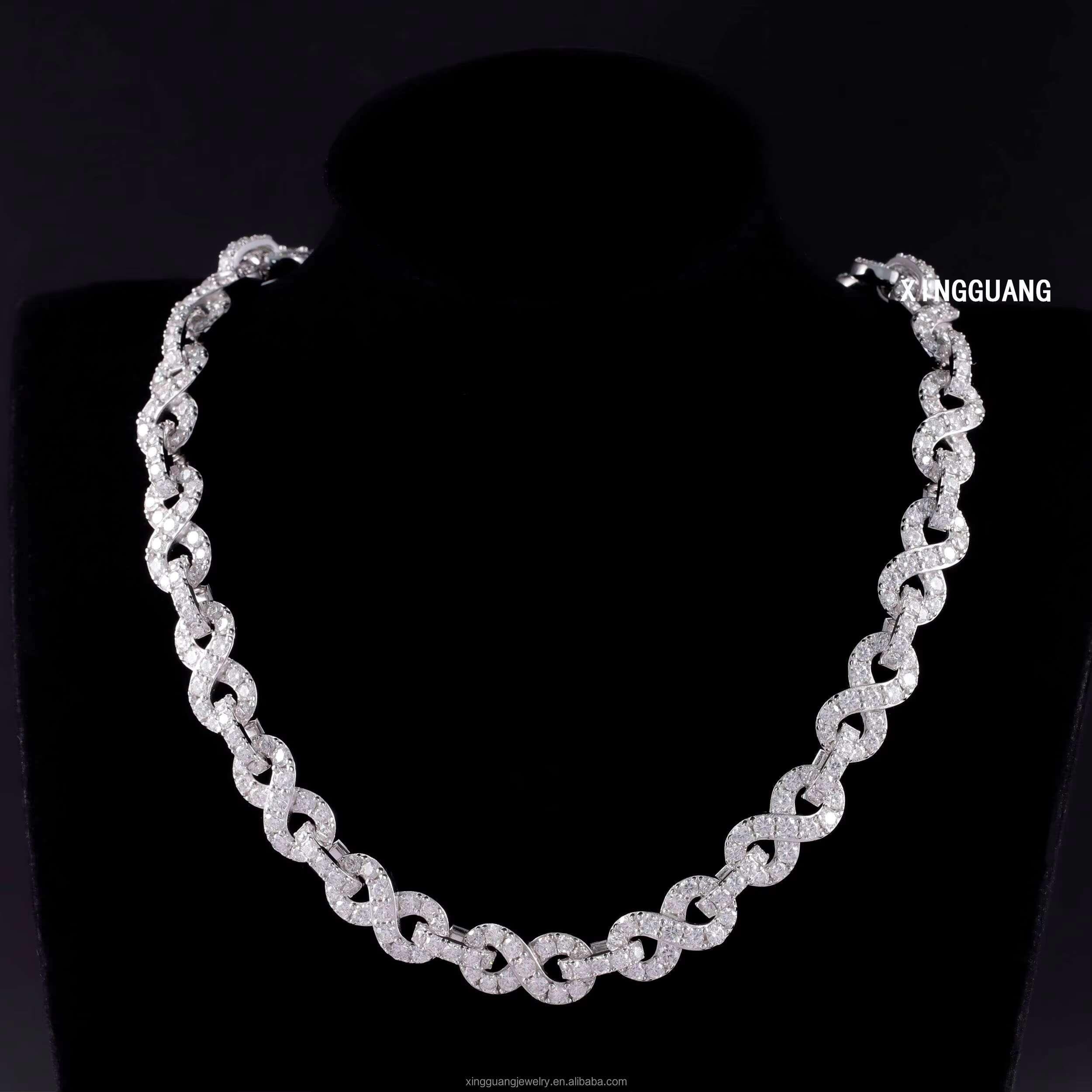 RTS 100% Pass Tester Infinite Chain VVS Moissanite Diamond 13mm Sterling Silver CubanLink Chain Rapper Fashion Hip Hop Necklace