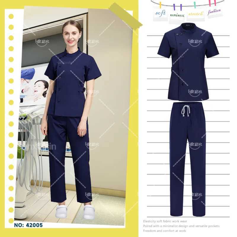White Short Scrubber Front 3 Pocket Pants Medical Nurse Uniform Laboratory Coat Straight Leg Trouser Doctor Uniform Womens Spa Coat X250410