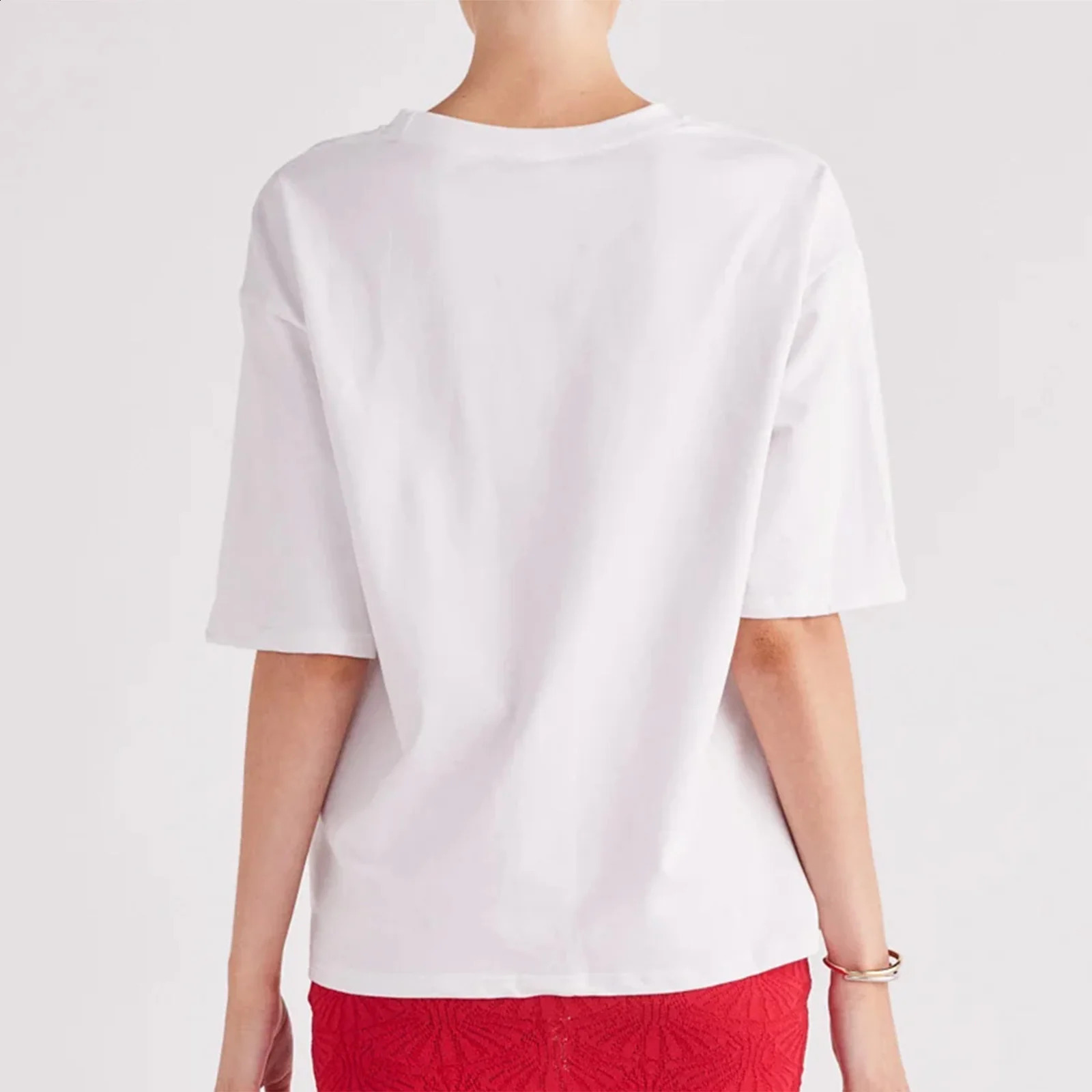 Summer Women Loose T-shirt Crew Neck Short Sleeve PapayaCherryPaw Print Summer Loose Tops for Casual Daily 250410