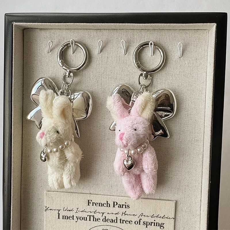 Ins Style Treasure Bear Keychain Plush Rabbit Bow Phone Pendant Phone Case Charm Packaging Decoration Car Key Ring W250411