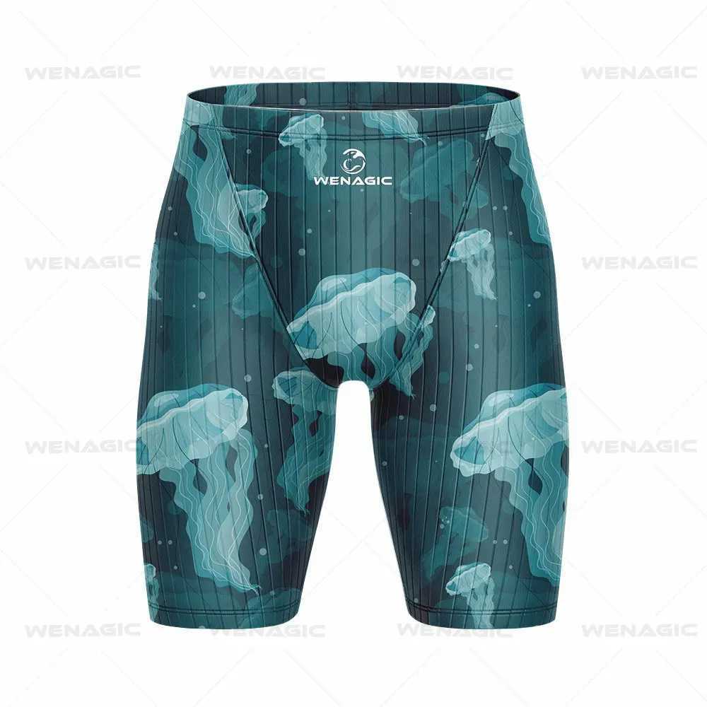 New Mens Swimming Jammer Swimming Frame Professional Swimming Surfing Frame Summer Beach Lycra Fast Drying UV Protection Gym Tight ShortsW250410