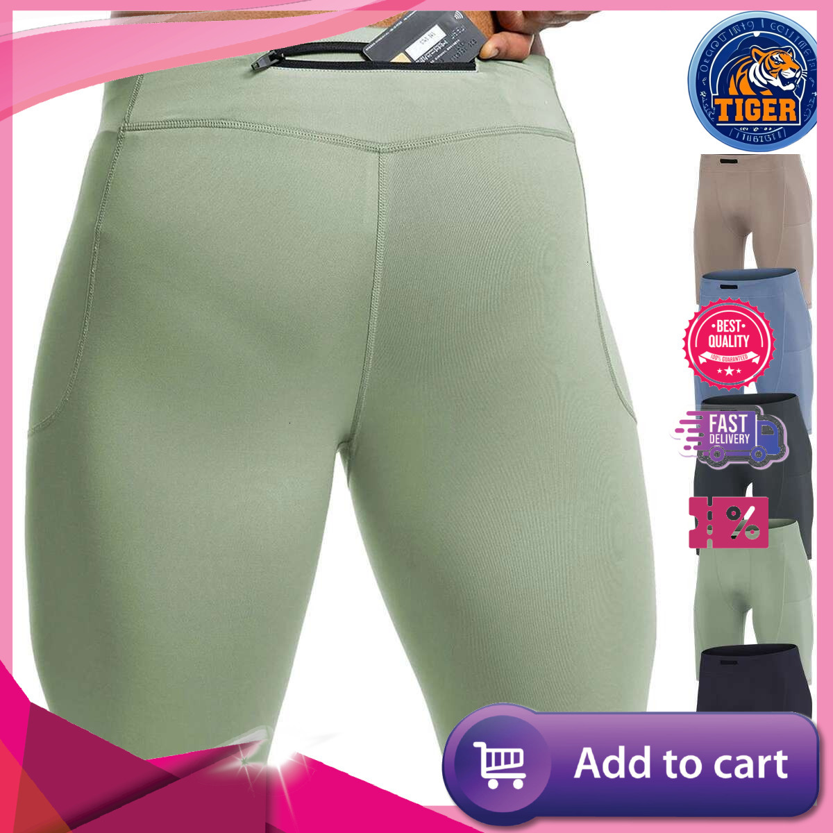 Ddmytiger China Domestic Men Running Pocket Tights Shorts GYM Exercise Fiess Legging Workout Basketball Hiking Trainning Sport Soccer Clothing H Ddmyt