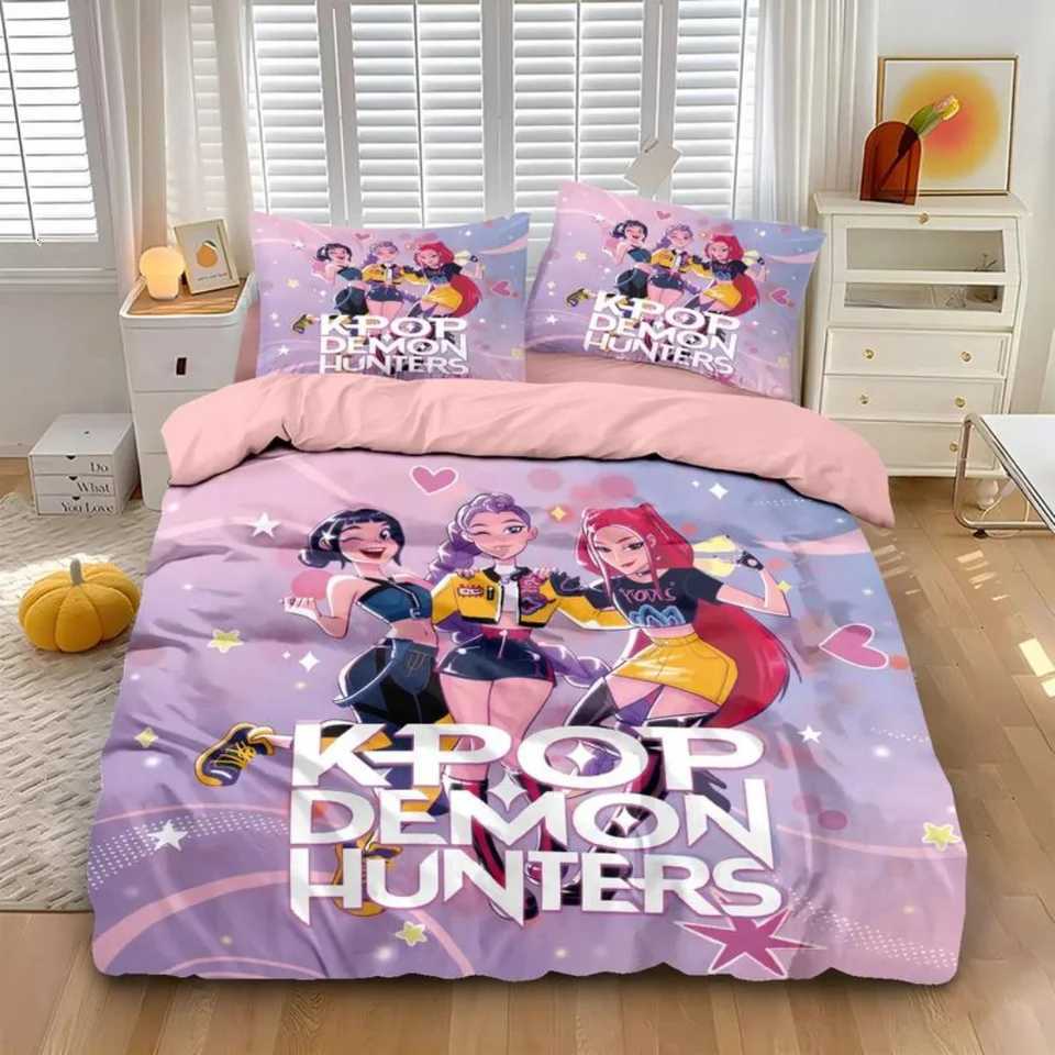 KPop D-Demon Hunters Bedding Set Single Halloween Costume Bedding Set - 2-3 Piece Comforter Quilt Duvet Cover Case Sets H251111