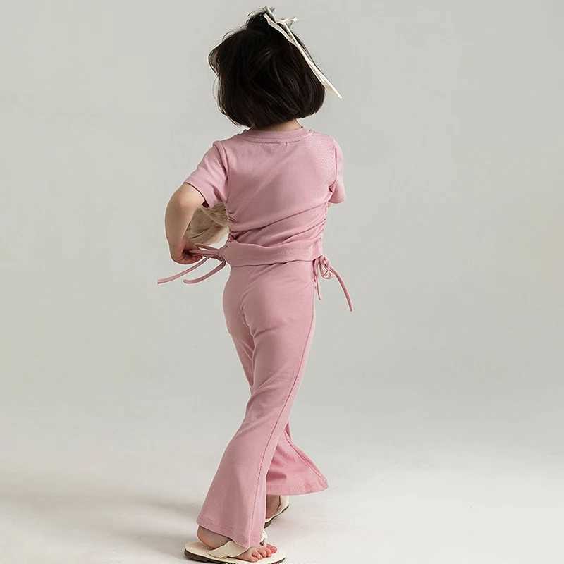 Girls clothing set summer set childrens short sleeved T-shirt top+pants set cute childrens pants casual clothing set 3-9TXJ250410