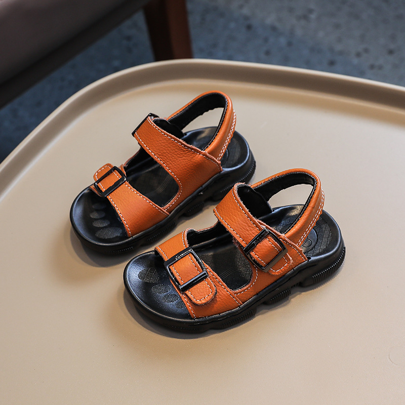 Toddler Summer Beach Sandals 2025 Boys Girls Leather Comfortable Flat Sandals Child Kidszworld Kids Summer Sandals Size 21 - 30 K0241