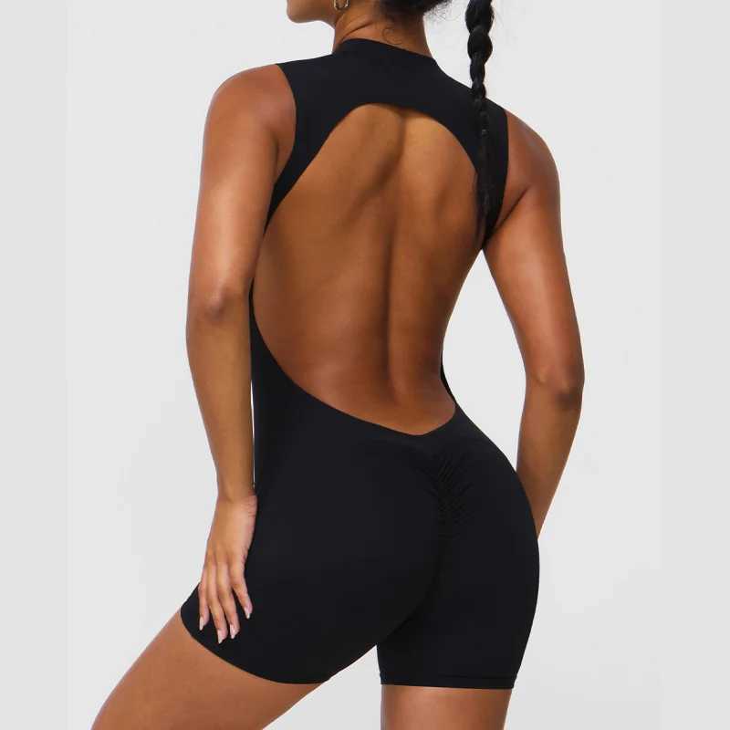 Lo Short sports jumpsuit womens sportswear with bar 2025 gym top womens fitness yoga suitW250411