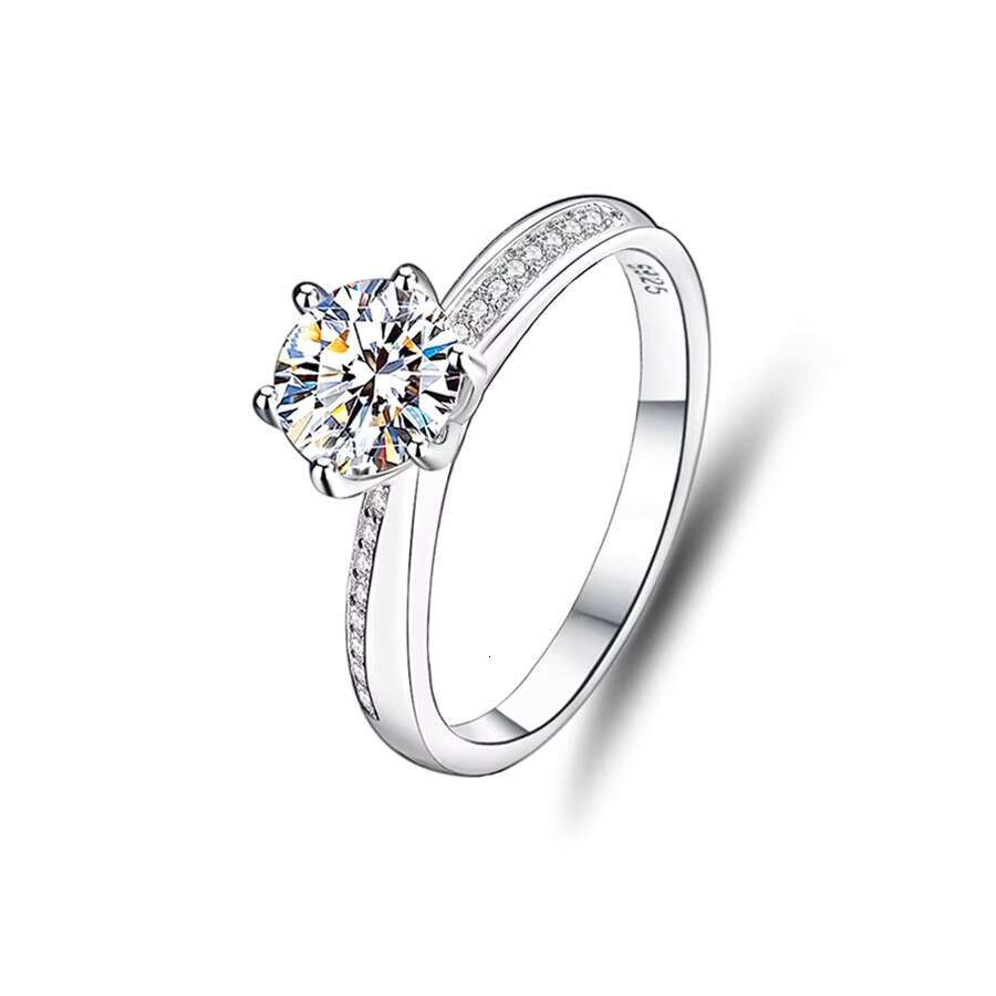 Fine Jewelry Manufacturer 1 Ct Rhodium Plated Filled 925 Sterling Silver Jewelry Engagement Wedding Moissanite Ring for Women