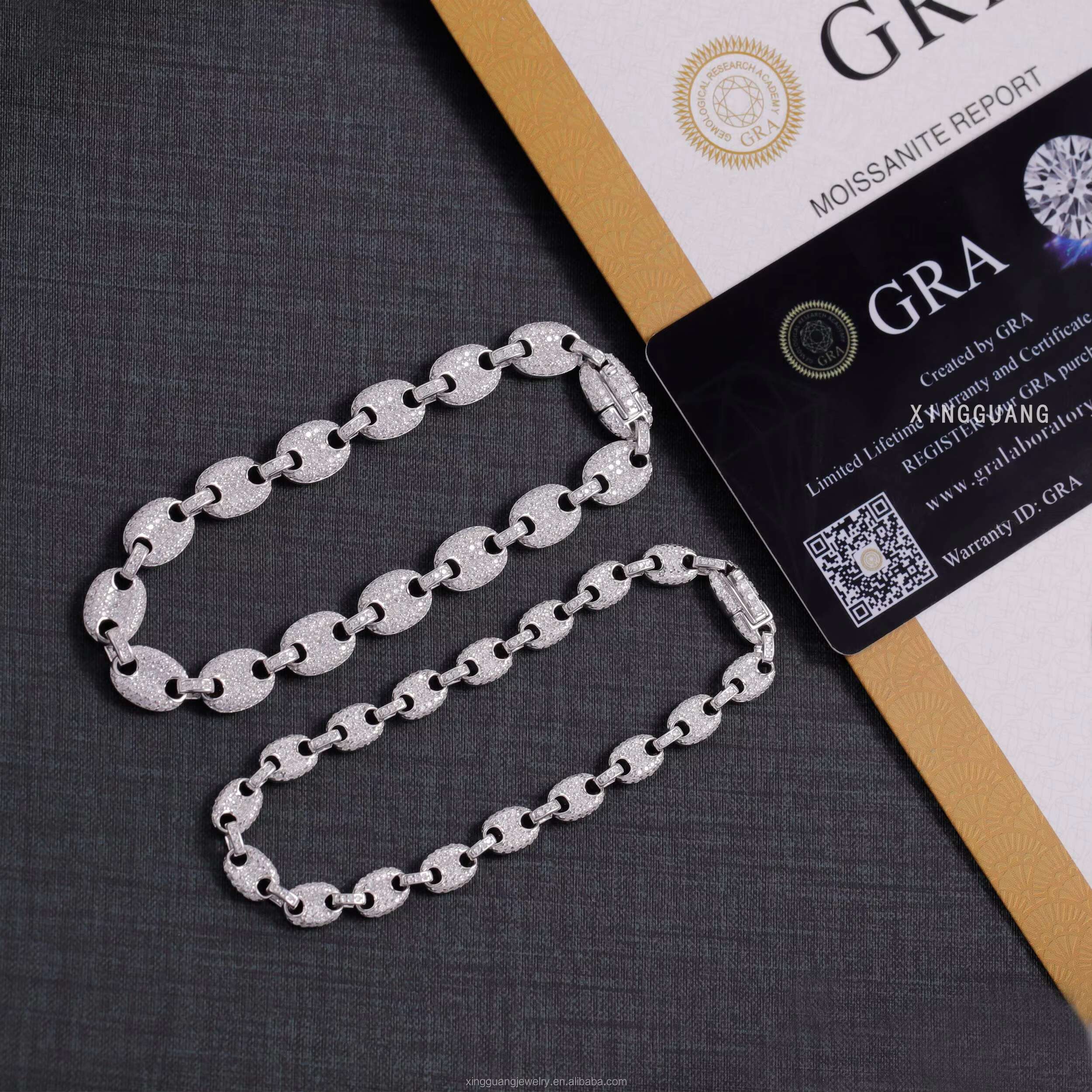Hip Hop 6mm 8mm Wide Bracelet S925 Silver 18K Gold Plated VVS Moissanite Diamond Bracelet with GRA Certificate