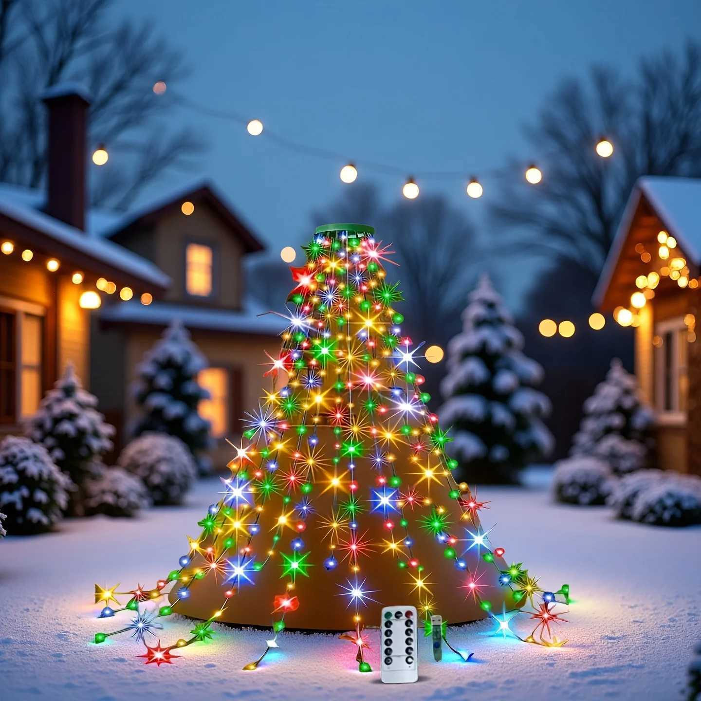 Christmas Christmas Tree Waterfall Lights-400/320High-Brightness LEDsUSBRemote Control8Lighting Modes Indoor/Outdoor Christmas TreeDeco Y251111