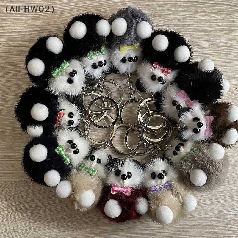 Cute mink bear keychain bag car charm pendant plush toy creative gift random W250411