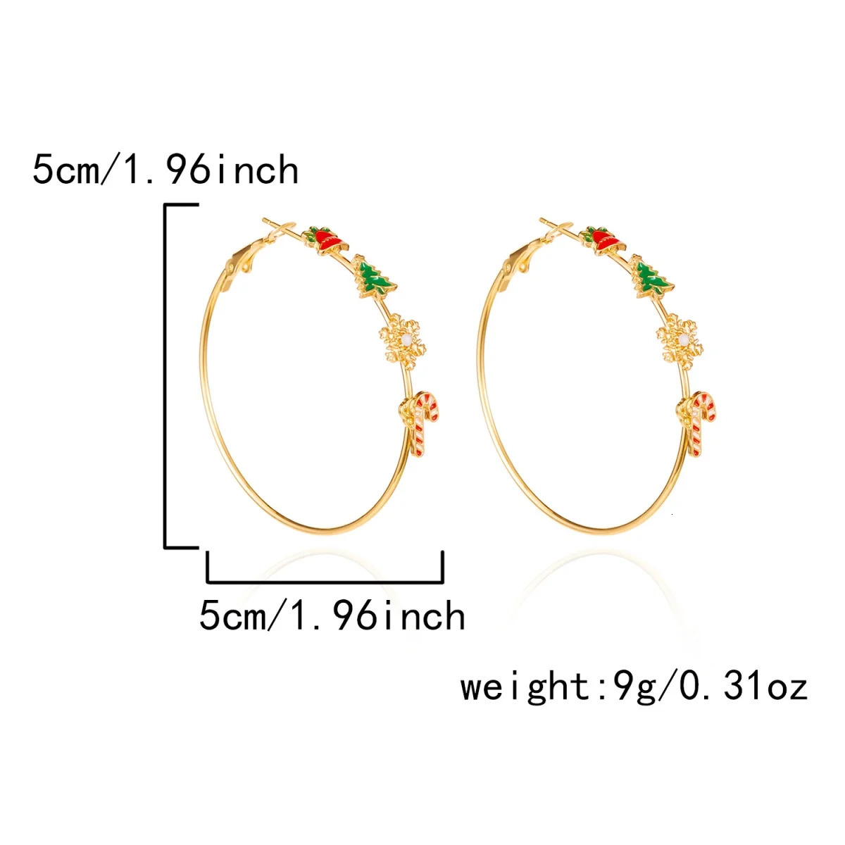 Holiday Round Hoop Drop Earrings Exaggerated Bell Tree Snowflake Crutch Dangle Christmas Jewelry Gifts For Women Men 251103