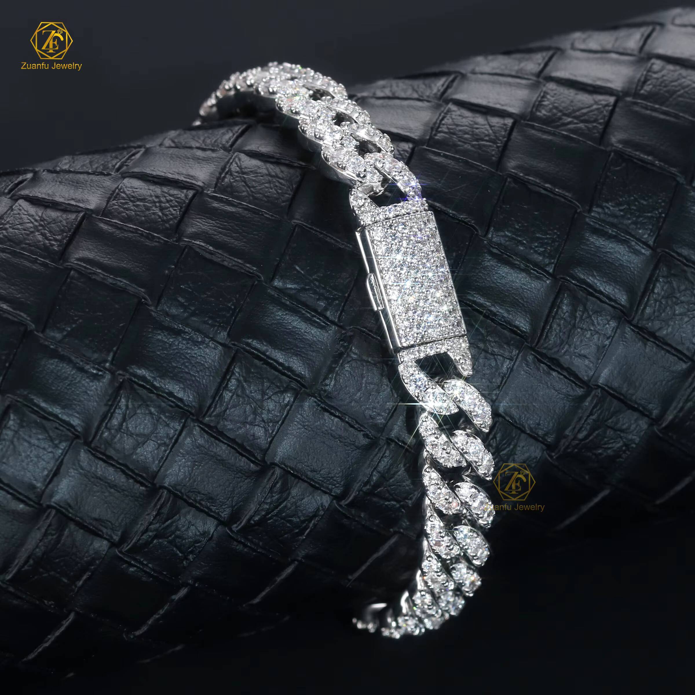 Hiphop Style 6mm Infinity Chain Moissanite Bangle 925 Silver 18K Gold Plated Unisex Bracelet with GRA Certificate for Party