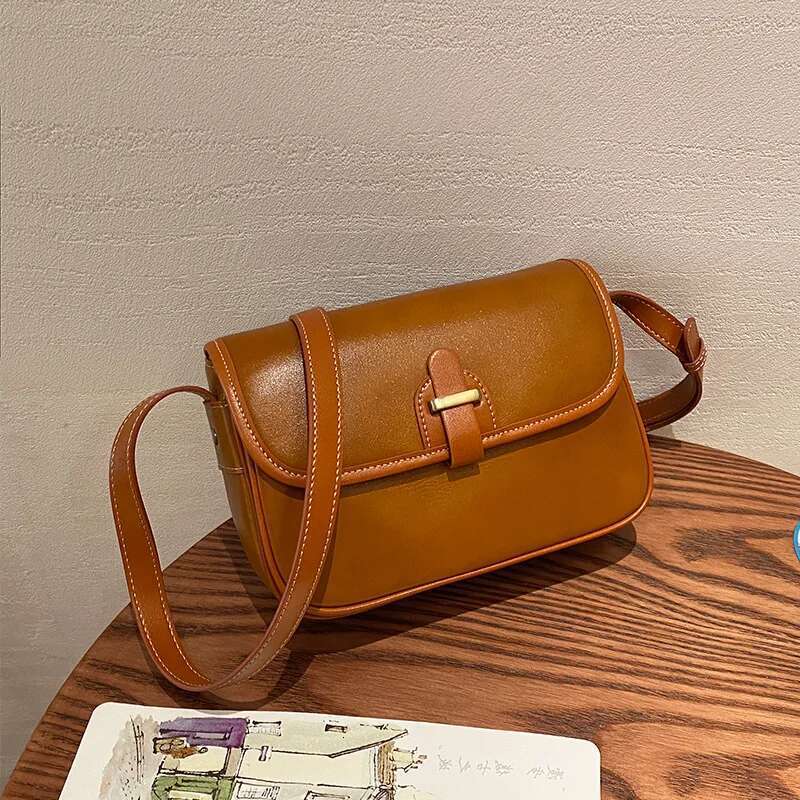Women's Real Leather Messenger 2023 Spring And Summer New Fashion Handbag Small Square Lady High Sense Shoulder Bag