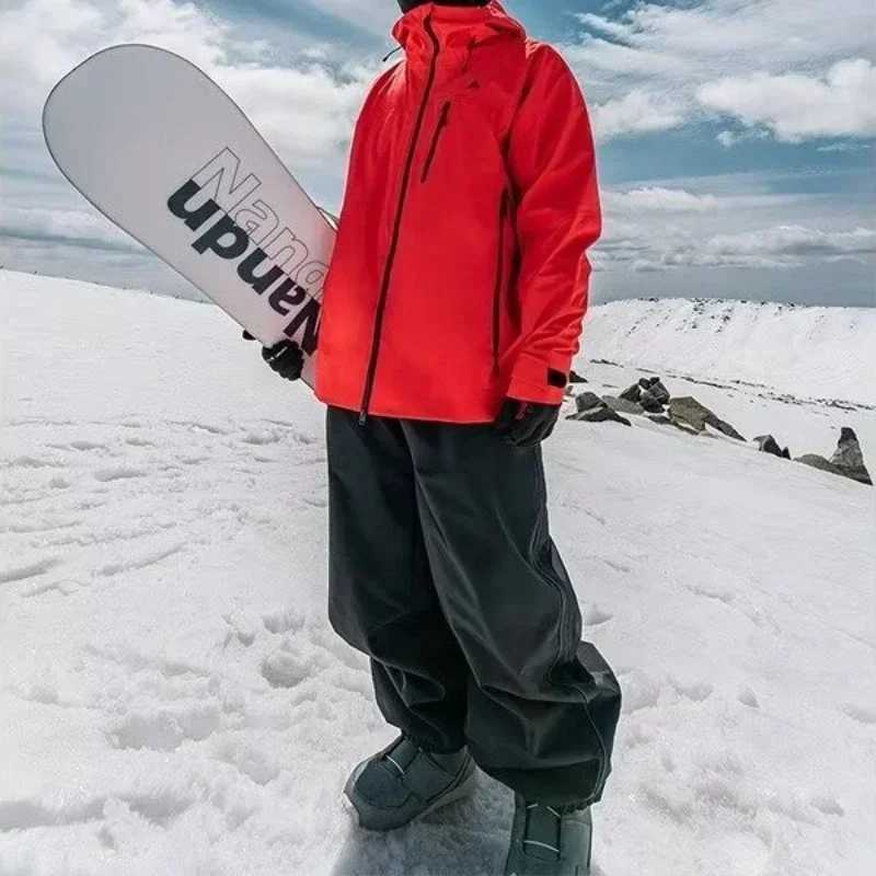 Fashion Single Board Ski Pants Casual Track High Waist Wide Pants Waterproof Wear Resistant Professional Double Board Ski Pants L251110