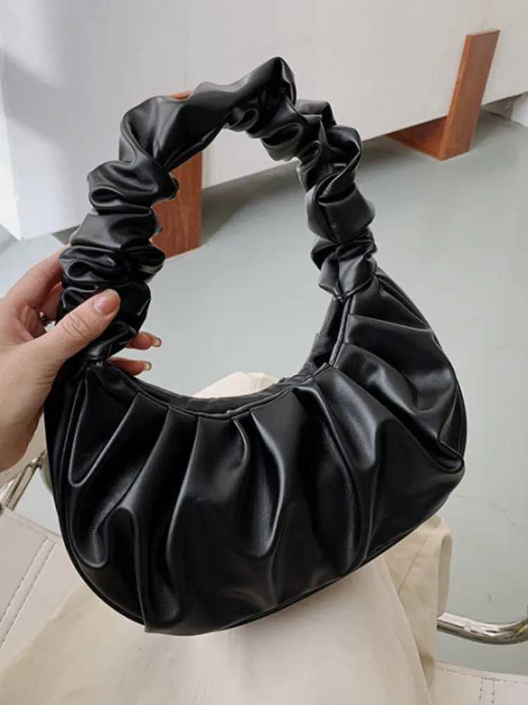 Fashion pleated womens handbag PU cloud bag casual tote bag shopping shoulder bag womens handbagT2504112